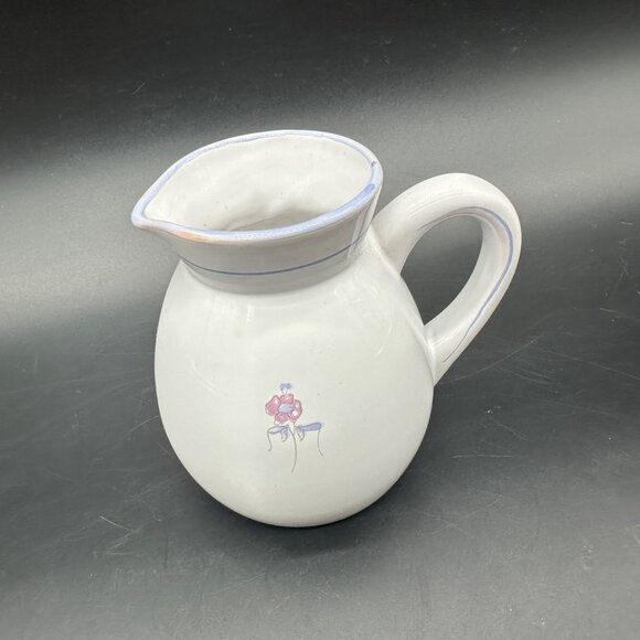 Vintage Dieulefit France PHP Art Pottery Creamer Pitcher Purple Floral Cottage - Picture 1 of 10